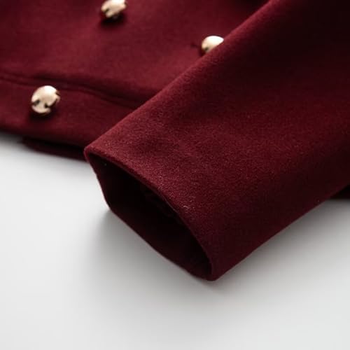 Women's Fall Winter Elegant Short Length Pea Coat,Fashion Oversized Peter Pan Collar Wool Coats for Daily Wear