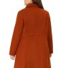 Plus Size Peacoat for Women Winter Notched Lapel Single Breasted Elegant Long Trench Coats Jacket