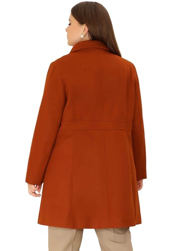 Plus Size Peacoat for Women Winter Notched Lapel Single Breasted Elegant Long Trench Coats Jacket