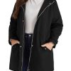 Women's Plus Size Waterproof Raincoat Lightweight Windbreaker Hooded Jacket with Pockets