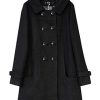 Women's Warm Double Breasted Wool Pea Coat Trench Coat Jacket with Hood