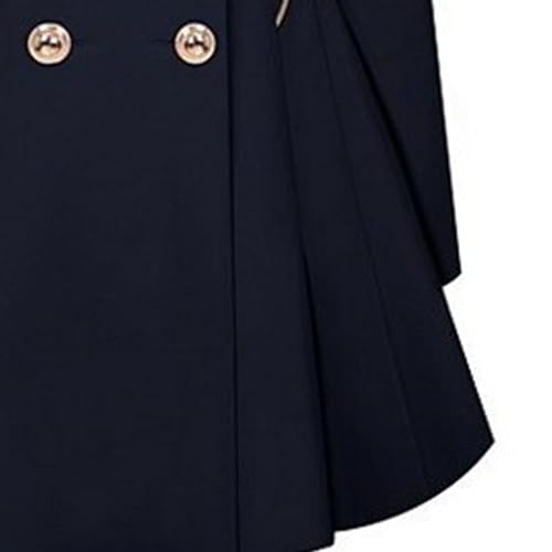 Women's Notched Lapel Double Breasted Pea Coats Mid-Long Wool Dresses Coat Fall Winter Warm Trench Coat Overcoat