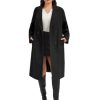 Womens Long Pea Coat Notch Lapel Double Breasted Trench Coat Fall Winter Overcoat Long Jacket