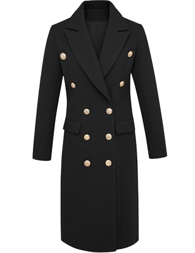 Wool Coats for Women Fall Winter Double Breasted Blazer Jackets Dress Pea Coat Long Trench Coat Peacoat