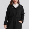 Women's Plus Size Waterproof Raincoat Lightweight Windbreaker Hooded Jacket with Pockets