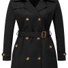 Women's Plus Size Trench Coat Double-Breasted Classic Lapel Overcoat Belted Outerwear Coat with Detachable Hood