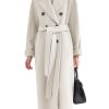 Women's Winter Double Breasted Wool Coat Business Casual Midi Long Winter Trench Coat with Belt