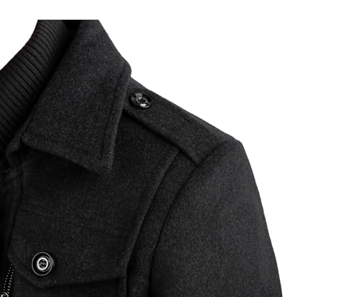 Men's Pea Coat Wool Jacket Windbreaker Single Breasted Winter Coat
