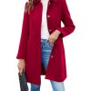 Women's Elegant Single Breasted Coat Long Sleeve Mid Winter Overcoat Work Office Pea Coats