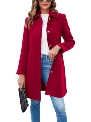 Women's Elegant Single Breasted Coat Long Sleeve Mid Winter Overcoat Work Office Pea Coats