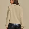 Cropped Trench Coat for Women Long Sleeve Double Breasted Notched Lapel Casual Loose Fit Jackets with Pockets
