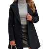 Women's Wool Pea Coat Notched Collar Double Breasted Midi Long Trench Coat Outwear