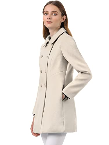 Women's Peter Pan Collar Double Breasted Winter Long Trench Pea Coat