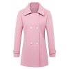 Womens Fall Winter Wool Coats Peacoat Double Breasted Trench Coats