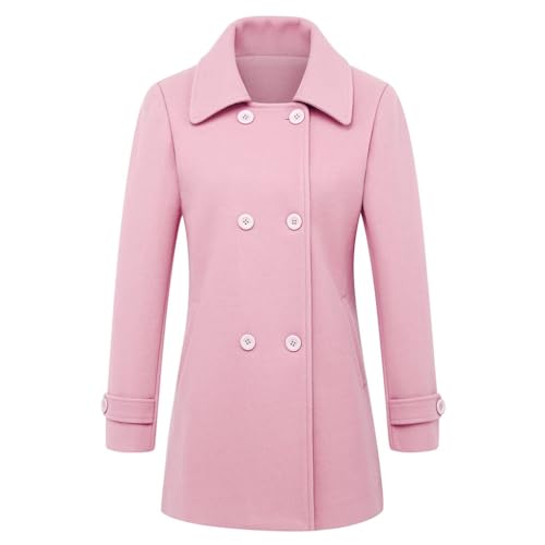 Womens Fall Winter Wool Coats Peacoat Double Breasted Trench Coats