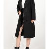 Women's Wool Blend Pea Coat Notch Lapel Single Breasted Classic Winter Long Wool Trench Coat
