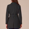 Women's Notch Lapel Double Breasted Belted Mid Long Outwear Winter Coat