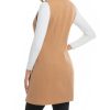 Long Plaid Vest for Women Fall Winter Trench Coat Sleeveless Blazer Jacket Cardigan Wool Vest Top Waistcoat