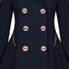 Women's Notched Lapel Double Breasted Pea Coats Mid-Long Wool Dresses Coat Fall Winter Warm Trench Coat Overcoat