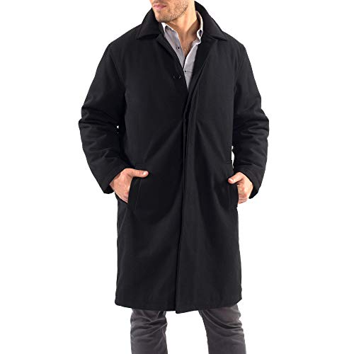 Zach Men’s Wool Blend Overcoat – Knee-Length Trench Coat, Runs Large for Layering Over Suits or Sweaters