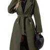 Women Elegant Wool Pea Coat Lapel Collar Double Breasted Mid-Long Winter Overcoats with Belted Pockets