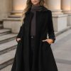 Women's Winter Coat Overcoat Lapel Collar Long Swing A Line Double Breasted Pea Coat