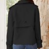Cropped Trench Coat for Women Spring Fall Trendy Double Breasted Long Sleeve Work Jackets Short Coats