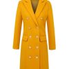Womens Fall Winter Wool Coats Double Breasted Midi Peacoat Trench Coats
