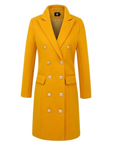 Womens Fall Winter Wool Coats Double Breasted Midi Peacoat Trench Coats