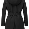 Women's Plus Size Trench Coat Double-Breasted Classic Lapel Overcoat Belted Outerwear Coat with Detachable Hood
