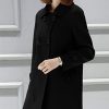 Women's Winter Double Breasted Coat Black Wool Peacoat Long Sleeve Trench Coat