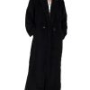 Women's Oversized Notched Collar Wool Blend Single Breast Midi Long Trench Coat