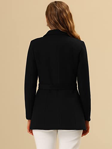 Women's Winter Coat Belted Outerwear Casual Work Notch Collar Double Breasted Peacoat