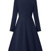Women's Pea Coat Double Breasted A Line Long Trench Coat Winter Dress Coat with Pockets