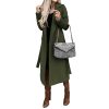 Women's Long Wool Pea Coats with Belt Notched Lapel Trench Coat for Women Fall Winter Warm Overcoat