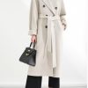 Women's Winter Double Breasted Wool Coat Business Casual Midi Long Winter Trench Coat with Belt