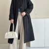Women's Winter Hidded Button Wool Coat Stand Collar Belted Long Trench Overcoat with Pockets