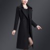 Women's Winter Wool Coats Warm Double-breasted Notched Lapel Jackets Midi Long Peacoat Long Sleeve Pea Coats