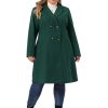 Plus Size Long Coats for Women Notched Lapel Winter Warm Double Breasted Coat