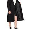 Women's Wool Blend Pea Coat Notch Lapel Single Breasted Classic Winter Long Wool Trench Coat