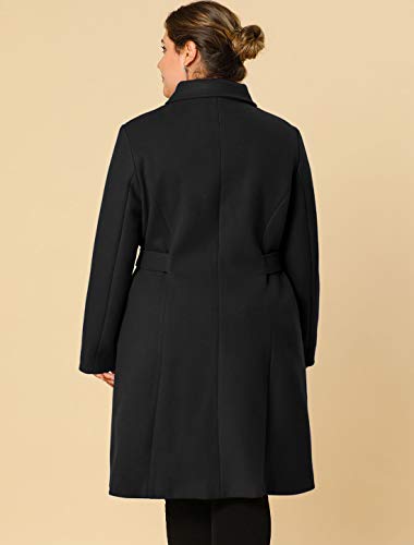 Women's Plus Size Single Breasted Belted Winter Long Coat
