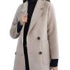 Women's Winter Plaid Wool Trench Coat Notch Lapel Vintage Loose Warm Long Double Breasted Peacoat