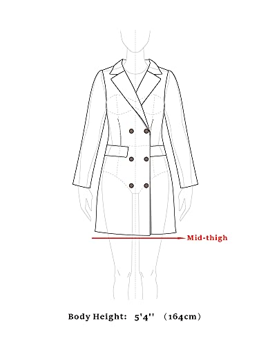 Women's 2025 Winter Notched Lapel Pea Coat Classic Buffalo Checks Double Breasted Plaid Coat
