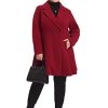 Plus Size Peacoat for Women Elegant A Line Notched Lapel Double Breasted Long Coat