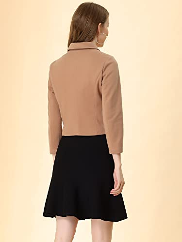 Women's Elegant Short Coat Point Collar Single Breasted Slant Pocket Peacoats
