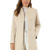 Women's Winter Overcoat Mid-Long Stand Collar Single Breasted Coat Outerwear