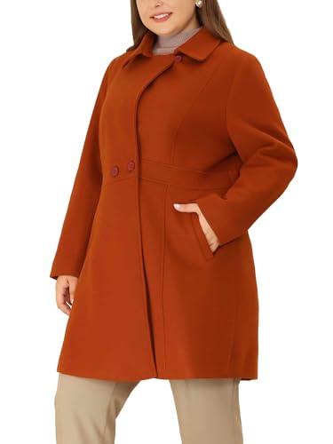 Plus Size Peacoat for Women Winter Notched Lapel Single Breasted Elegant Long Trench Coats Jacket
