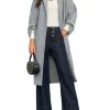 Womens Long Pea Coats Oversized Wrap Wool Blend Trench Coats Winter Open Front Cardigan Overcoats