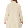 Plus Size Peacoat for Women Winter Notched Lapel Single Breasted Elegant Long Trench Coats Jacket
