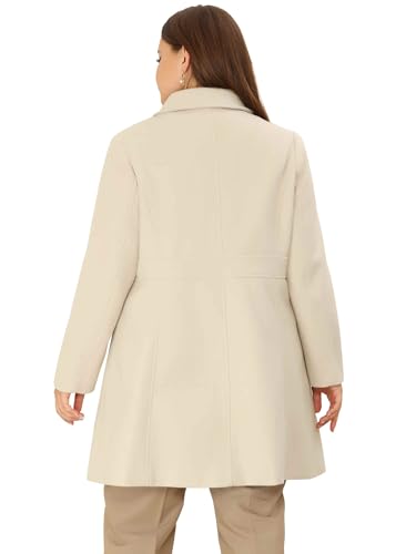 Plus Size Peacoat for Women Winter Notched Lapel Single Breasted Elegant Long Trench Coats Jacket